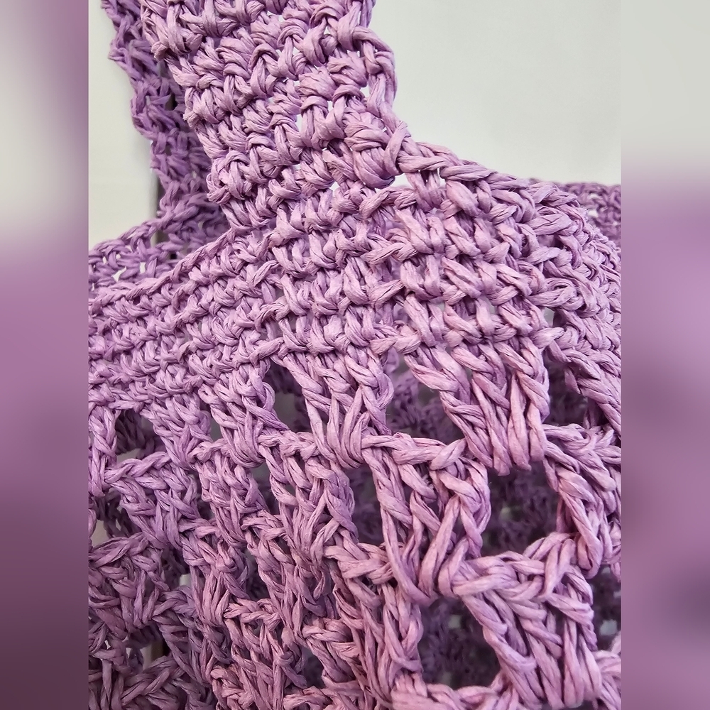 ✨ 3/$20✨ Handmade violet crochet tote bag, beach bucket bag - Picture 5 of 5